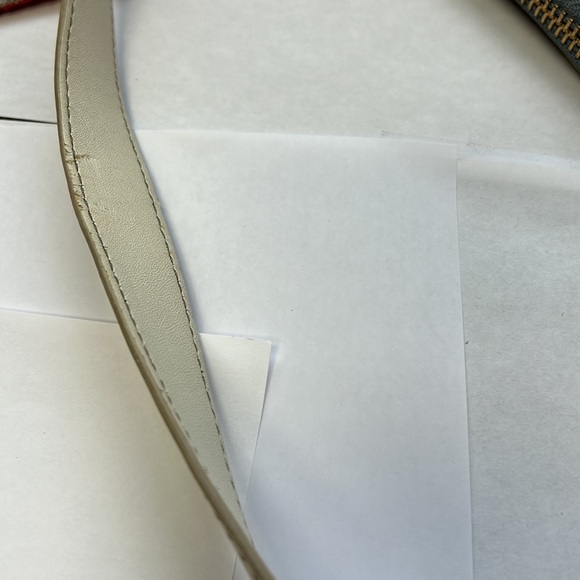 Fossil hobo shoulder and crossbody orange and tan textile bag 3 zipper closures - Picture 12 of 16